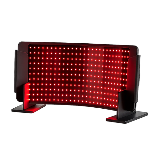 HelioCurve Elite Red/NIR Panel from Recovery & Wellness HQ emitting red and near-infrared light.