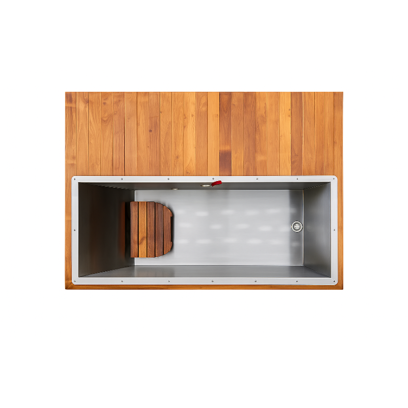 TimberChill Glacier Pro cedar ice bath tub by Recovery & Wellness HQ with wooden finish 